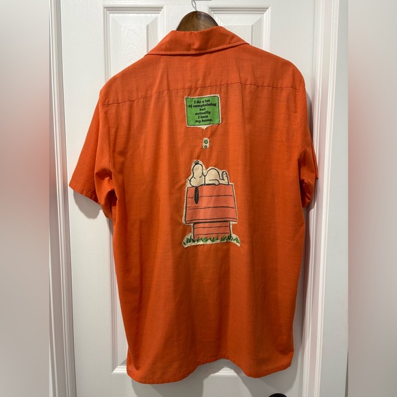 Vintage 1950s-60s Hand Sewn Custom Button Shirt XL Snoopy Charlie Brown “home” - Picture 1 of 8